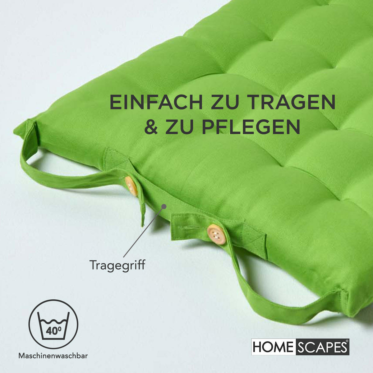 STUHLKISSEN 4er-Set limette 40/40/6,5 cm - Grün, Textil (40/40/6.5cm) - Homescapes