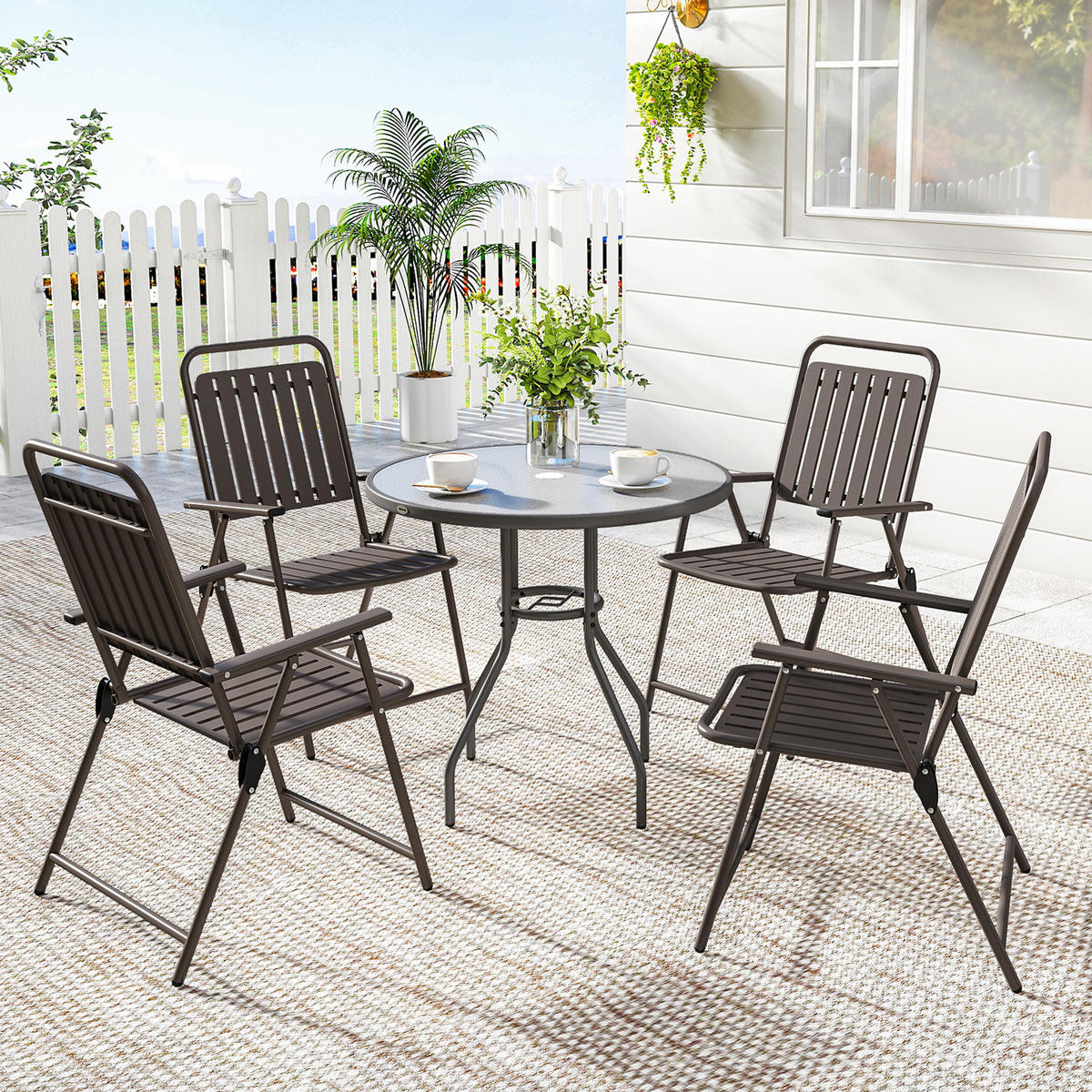 KLAPPSESSEL Braun 4 Stück - Braun, Metall (55/93/63cm) - GiPP