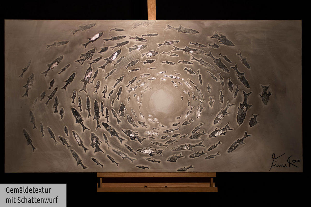 ACRYLBILD HANDGEMALT 140/70 cm - Grau, Holz/Textil (140/70cm) - KUNSTLOFT