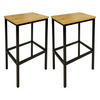 BARHOCKER 2-er Set Holzoptik Metall Eichefarben 65 cm stabile - Eichefarben, Holzwerkstoff/Metall (40/65/30cm) - Begryf