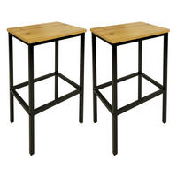 BARHOCKER 2-er Set Holzoptik Metall Eichefarben 65 cm stabile - Eichefarben, Holzwerkstoff/Metall (40/65/30cm) - Begryf