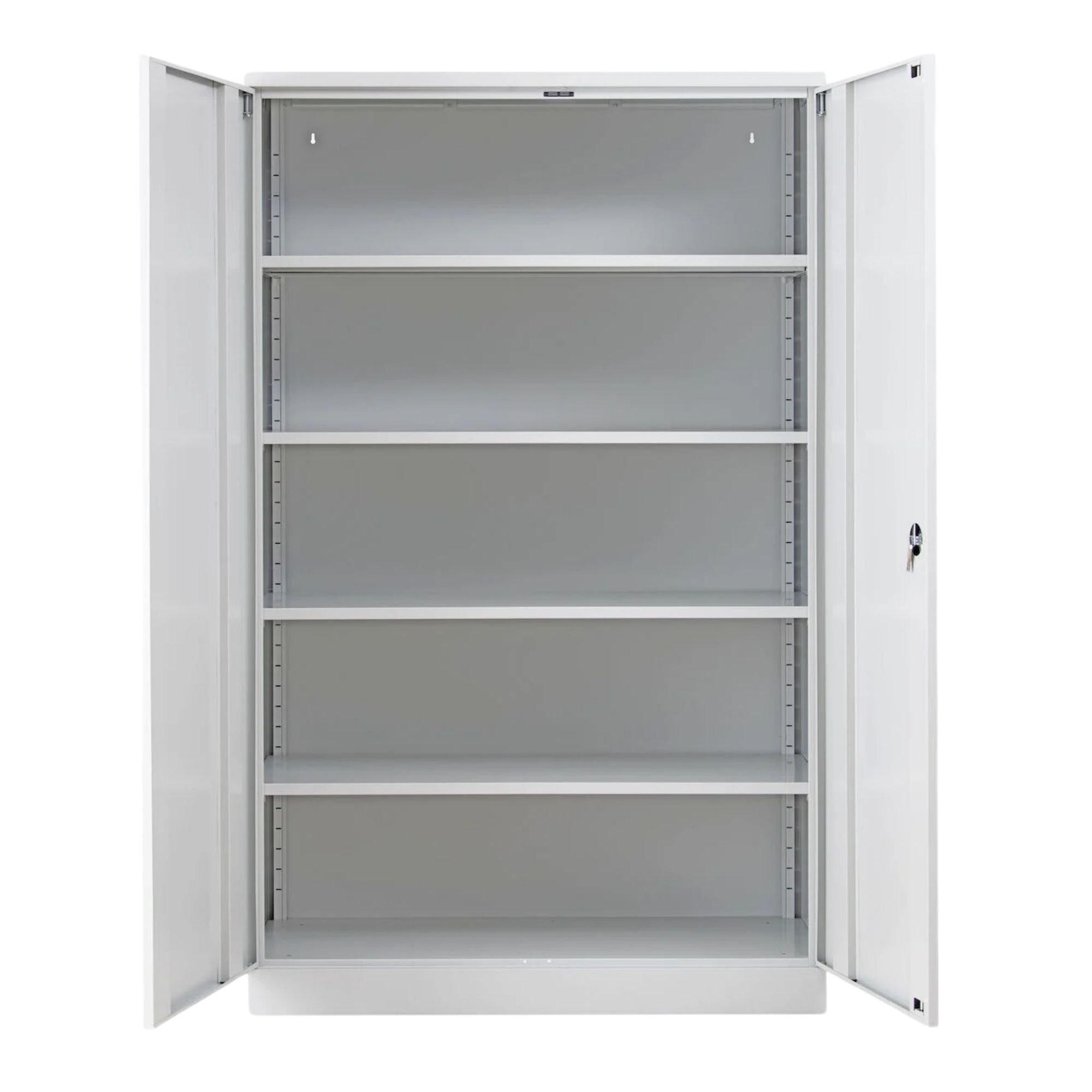 STAHLSCHRANK Bee mit 10 lackierten Fachböden 195x120x50 cm Korpusfarbe Lichtgrau Frontfarbe Lichtgrau - Hellgrau, Metall (120/195/50cm)