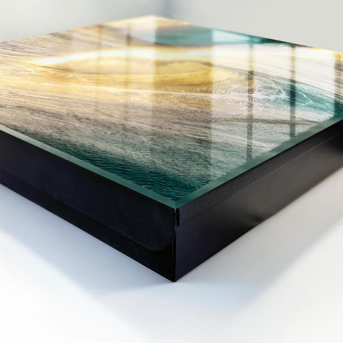 SCHLÜSSELBOX Schwarz 30x30 cm- Türöffnung nach rechts - Meereswelle - Gelb, Metall (30/30/5cm) - TULUP