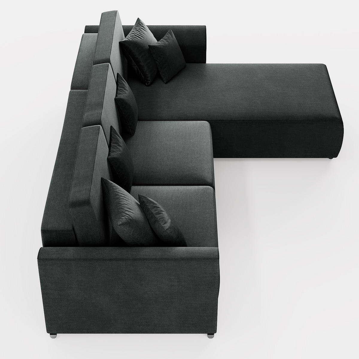 ECKSOFA LUMO L Rechts Braun Velours-Stoff mit Schlaffunktion und Bettkasten - Dunkelbraun, Textil (293/195cm) - Barchello