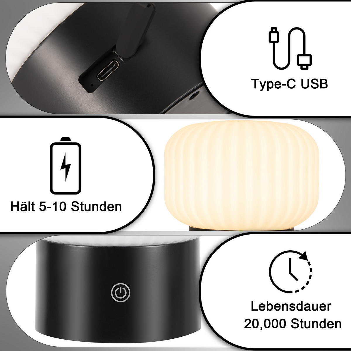 LED TISCHLAMPE Glowvyn 16/15.5/8.7 cm - Weiß, Glas (16/15.5/8.7cm) - ZMH