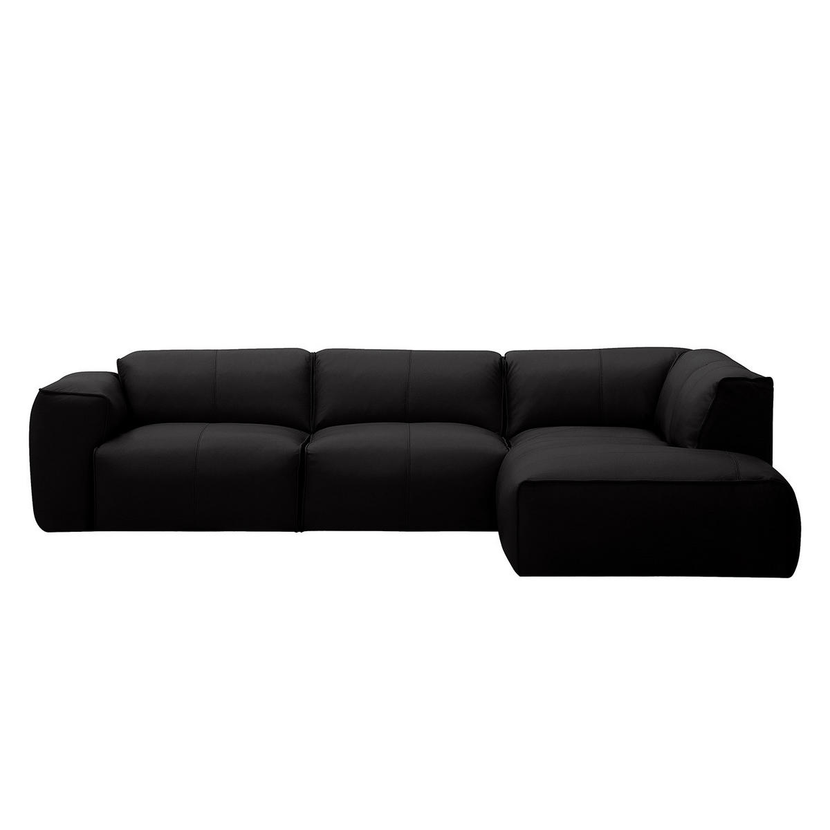 3-SITZER ECKSOFA mit Recamiere - Schwarz, Leder/Kunststoff (295/231cm) - home24