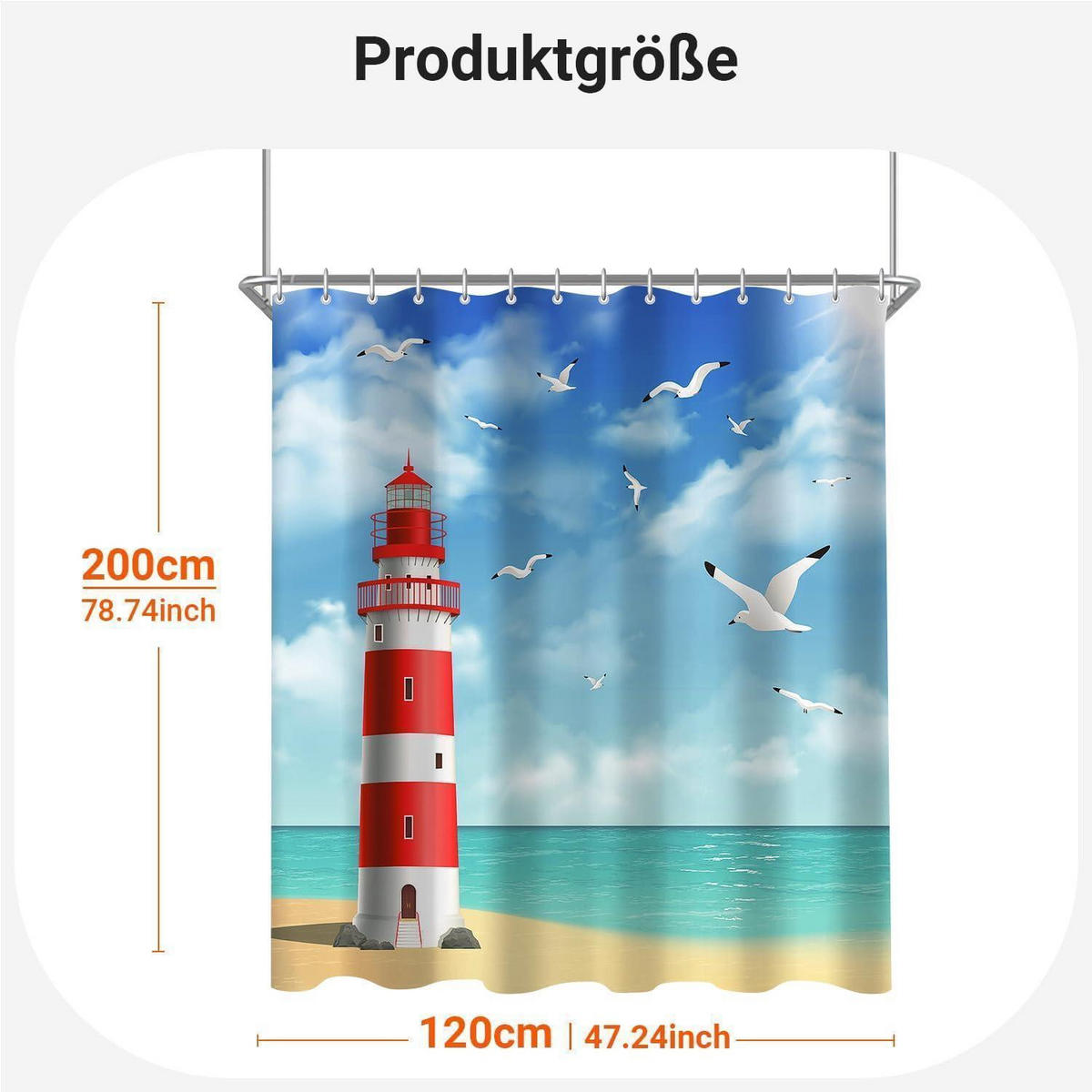 DUSCHVORHANG Leuchtturm 120 x 200 cm Wasserabweisend Waschbar Polyester - Multicolor, Textil (120/200cm)