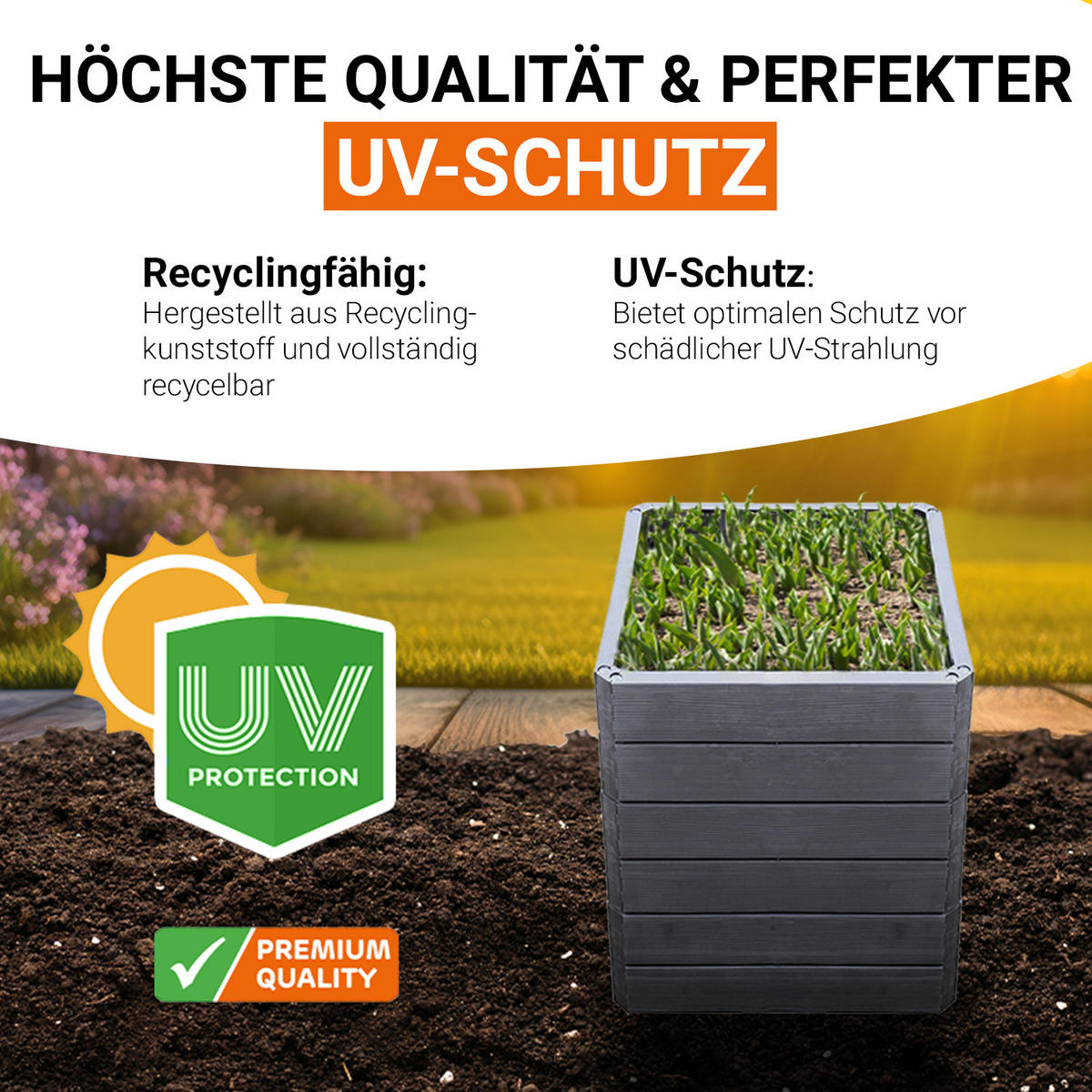 HOCHBEET S Hochbeet-System, 4 Paneele inkl. Verbinder - Braun, Kunststoff (60/25/60cm) - GARANTIA