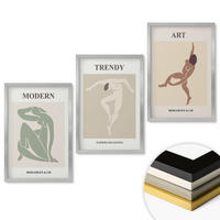 WANDBILDER 3er Set - 40x60 cm Silberner Rahmen - Stilvolle Charaktere im Minimalismus - Silberfarben, Kunststoff (40/60cm) - ArtPrintCave