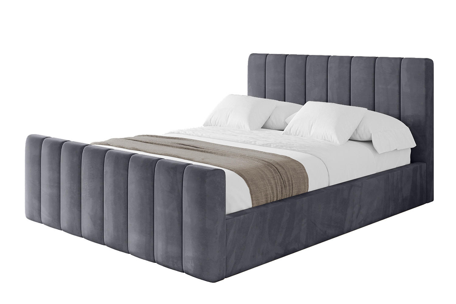 POLSTERBETT mit Bettkasten, Fußteil und Lattenrost, Boxbett mit Matratze H3/H4 - STERA-Z 160x200 Dunkelgrau - Dunkelgrau, Holzwerkstoff/Textil (160/200cm) - ALTDECOR