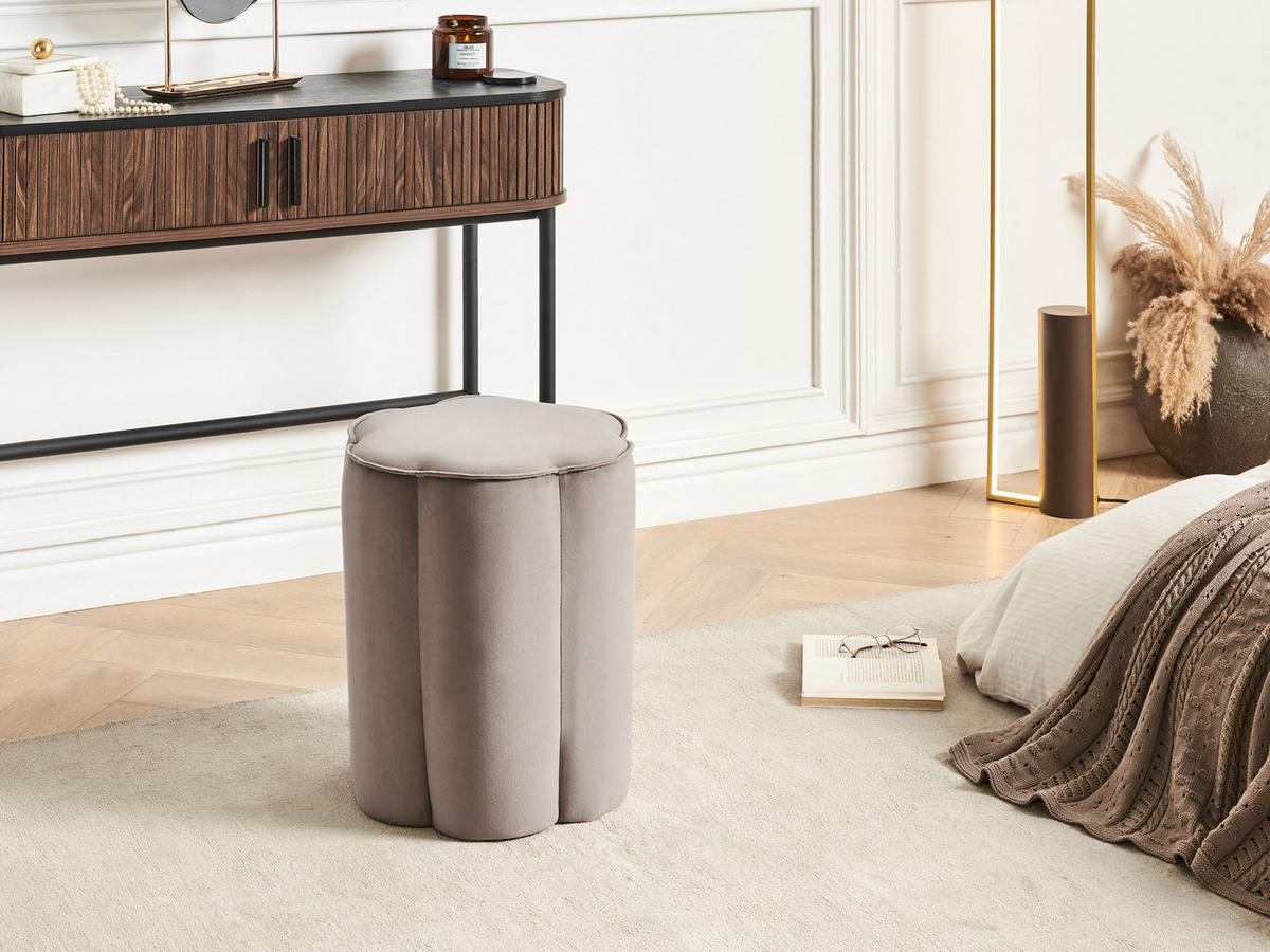 POUF Taupe Tappen - Taupe, Textil (39/45/39cm) - Beliani