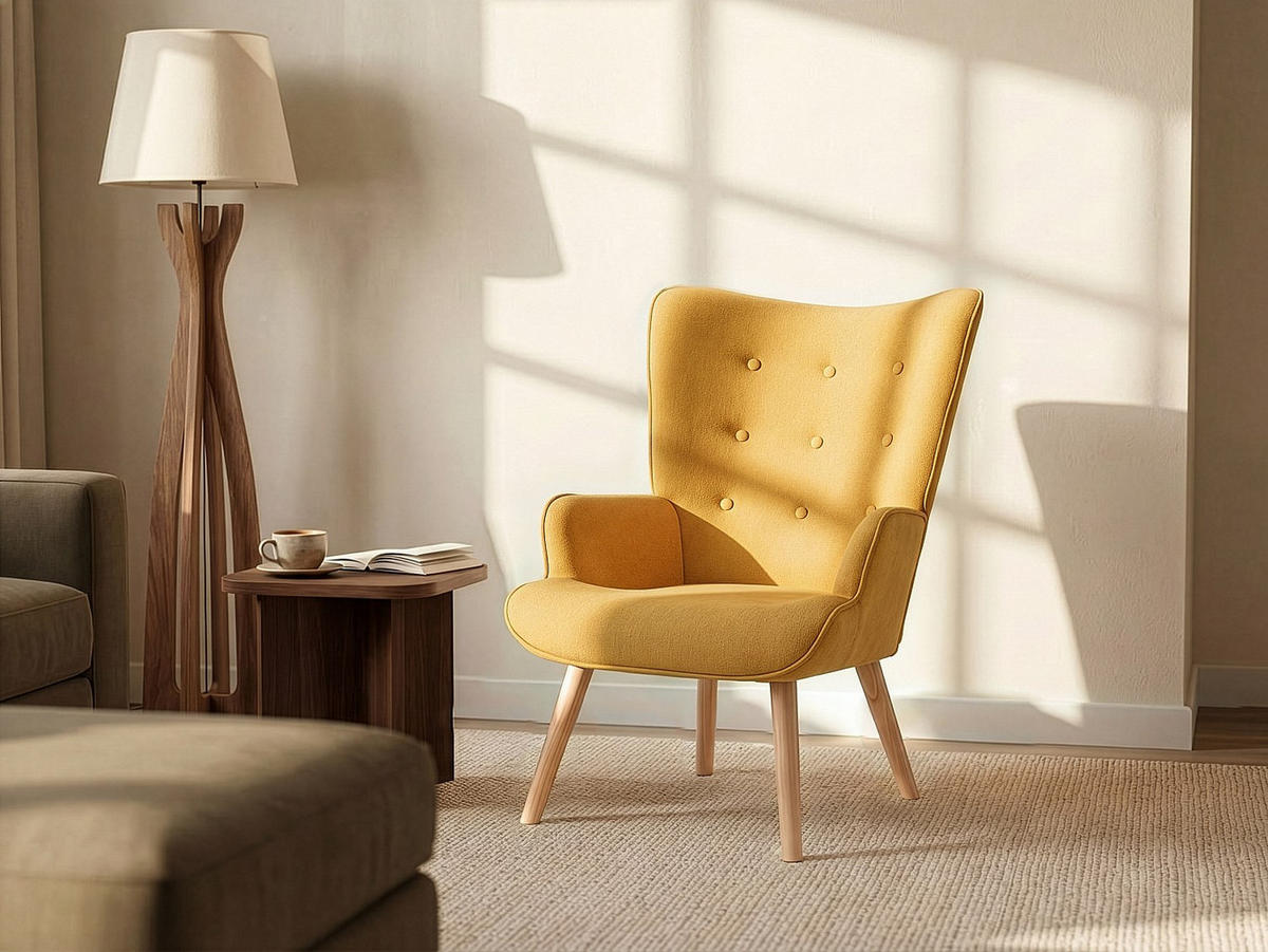 SESSEL mit gerader Rückenlehne - 1 Person - Stoff - Gelb - - Gelb, Textil (69/95.5/78cm) - Vente-Unique