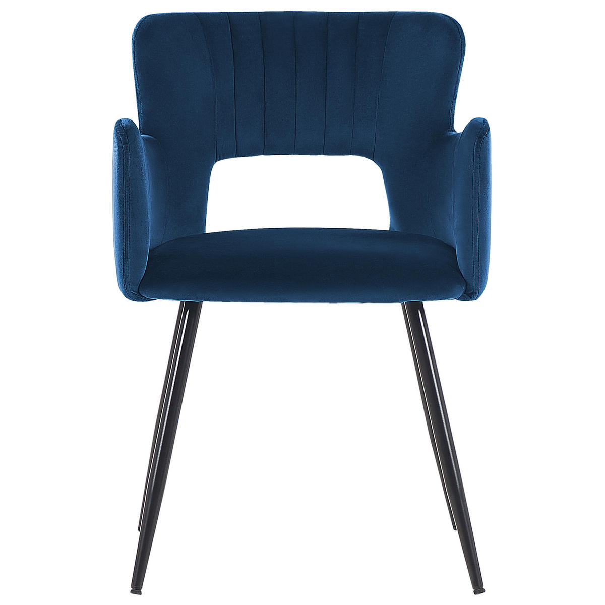 ESSZIMMERSTUHL 2er-Set Samtstoff Blau Sanilac - Blau, Textil/Metall (52/75/44cm) - Beliani