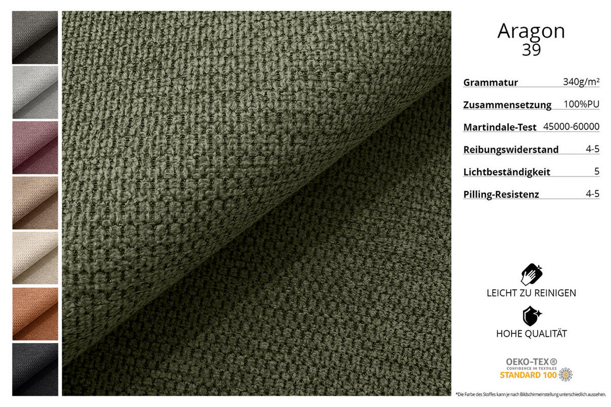 WOHNLANDSCHAFT mit Schlaffunktion und Bettkasten LIRA-L - 264x172x89 Grün - Grün, Holzwerkstoff/Textil (264/172cm) - ALTDECOR