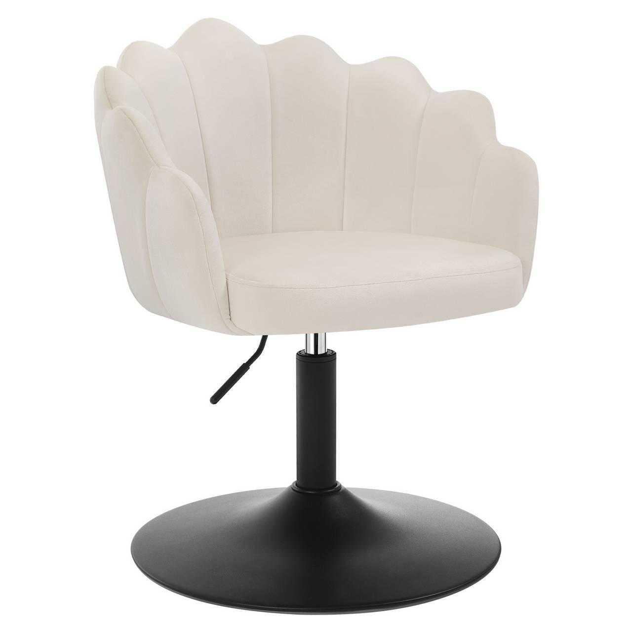DREHSTUHL, Blumenform, Smt, Schminkstuhl, Creme - Creme/Schwarz, Textil/Metall (55/67/50cm) - Woltu