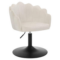 DREHSTUHL, Blumenform, Smt, Schminkstuhl, Creme - Creme/Schwarz, Textil/Metall (55/67/50cm) - Woltu