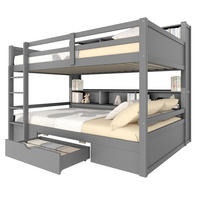 ETAGENBETT 90/200 cm Grau mit Schublade und Ablagefächern - Grau, Holz (90/200cm) - BEAOK