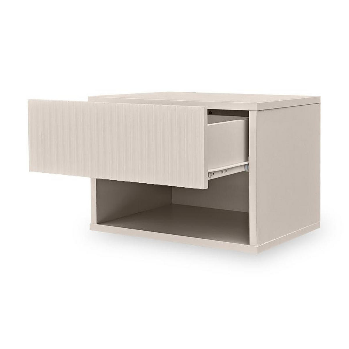 NACHTTISCHE 2er-Set schwebend beige mit Halterungen - LEYA - Beige, Holzwerkstoff (40/30/30cm) - Casanoov