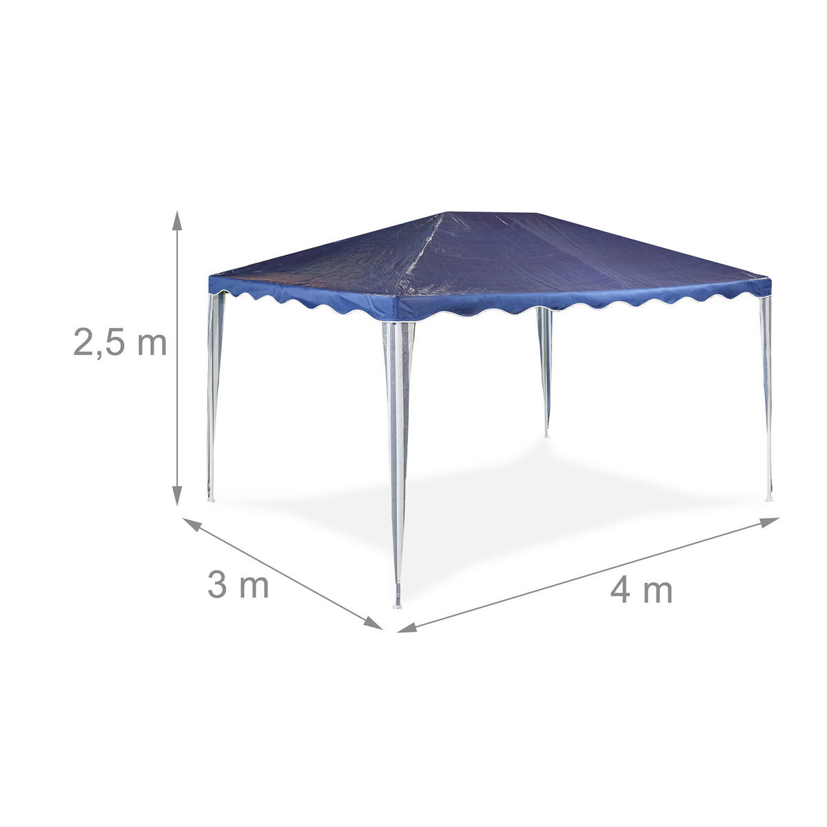 PAVILLON - Dunkelblau, Kunststoff/Metall (300/250/400cm) - Relaxdays