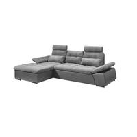 ECKSOFA mit Schlaffunktion und verstellbaren Armlehnen - Chromfarben/Grau, Kunststoff/Textil (268/170cm) - ed exciting design