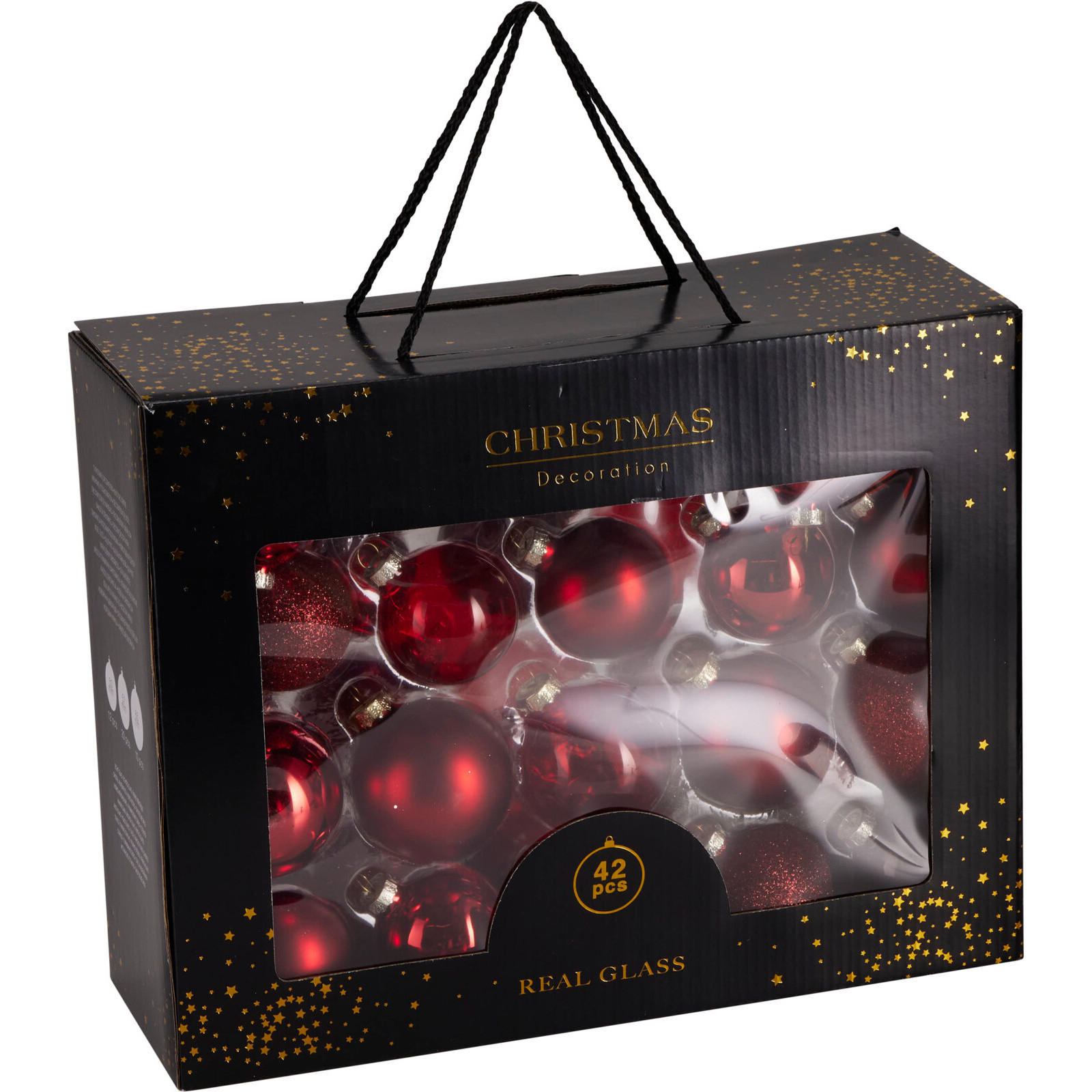 CHRISTBAUMKUGEL 42er-Set 36/13/28 cm - Rot, Glas (13/28/36cm) - Home Styling Collection