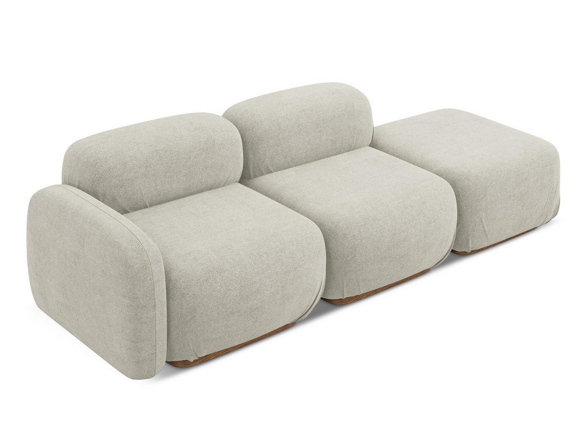 3-SITZER SOFA Rechts Bouclé Stoff Beige - Beige/Creme, Holz/Textil (258/73/95cm) - Makamii