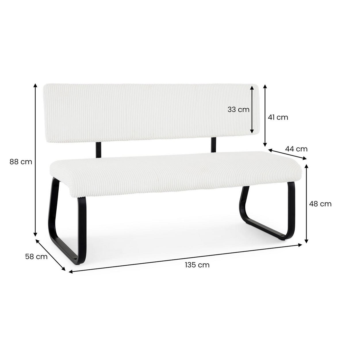 ESSZIMMERBANK MATESE weiß - Weiß, Textil/Metall (135/88/58cm) - IDIMEX