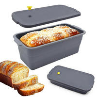 BROTBACKFORM Silikon klappbar mit Deckel 32 x 14,5 x 11,5 cm - Grau, Kunststoff (14.5/11.5/32cm)