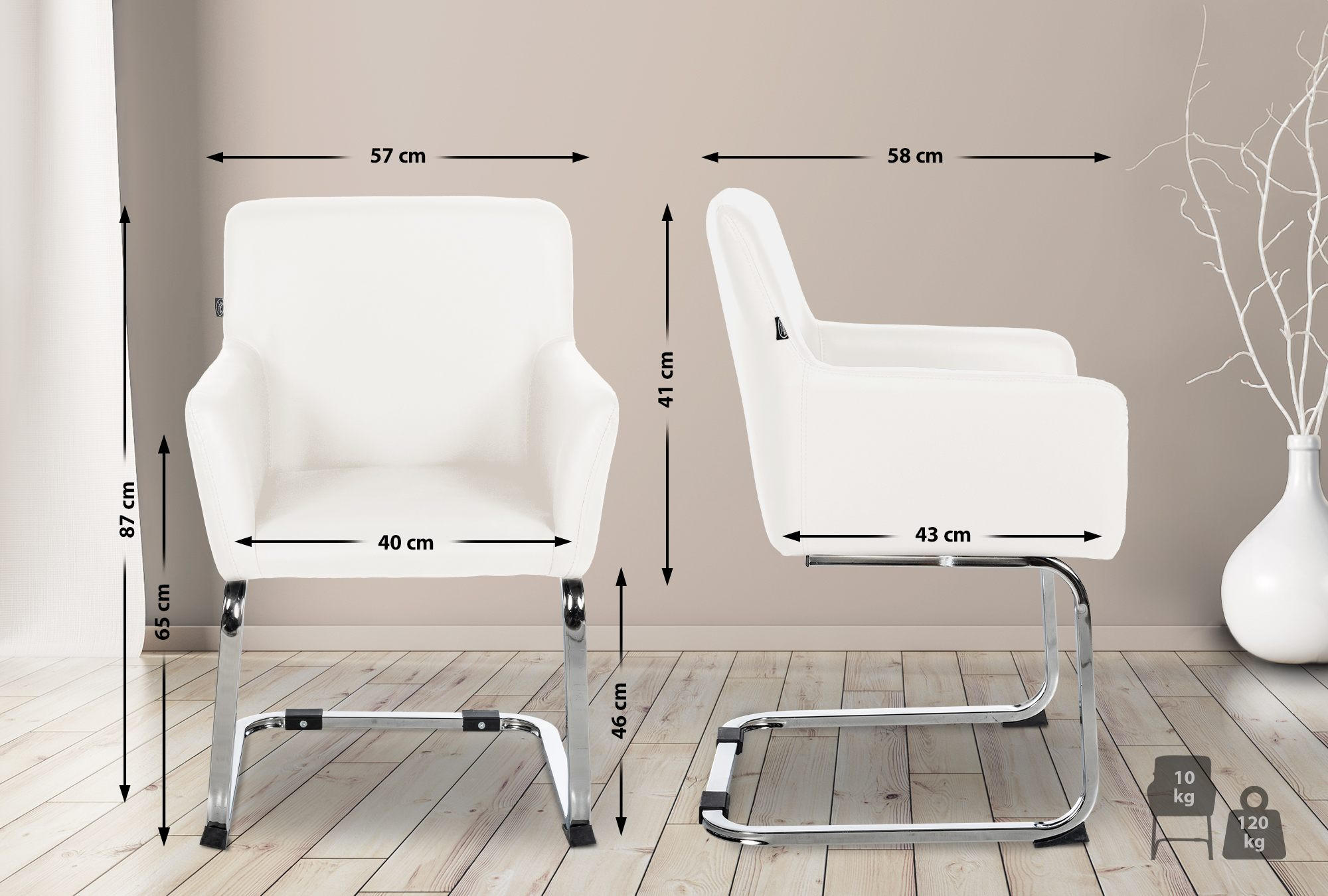 STUHL Pukki Kunstleder weiß - Weiß, Kunststoff (57/87/58cm) - TPFLiving