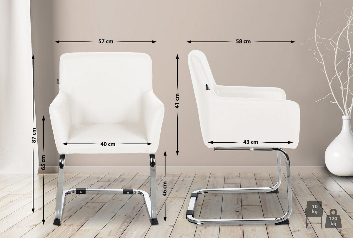 STUHL Pukki Kunstleder weiß - Weiß, Kunststoff (57/87/58cm) - TPFLiving