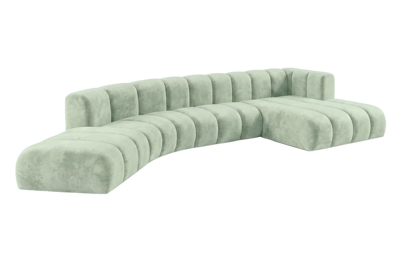 ECKSOFA Modulares In L-Form, Velvet-Stoff Riviera, Mintz, Rechts, GRAND Round - Mintgrün, Holz (445/179cm) - Kaiser Möbel