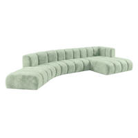 ECKSOFA Modulares In L-Form, Velvet-Stoff Riviera, Mintz, Rechts, GRAND Round - Mintgrün, Holz (445/179cm) - Kaiser Möbel