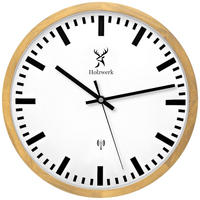 WANDUHR Holz Designer GOLDBERG (FUNK) Loft Wand Uhr, beige, weiß - Beige/Schwarz, Glas/Holz (30/30/4.2cm) - Holzwerk