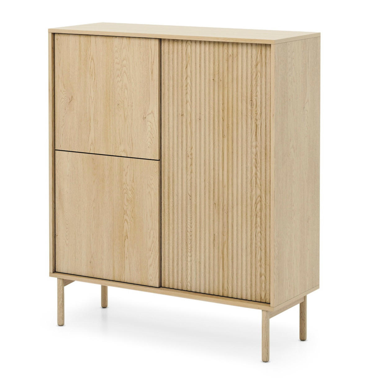 KOMMODE auf Beinen 104 cm Nomadi, 3 Türen, Eiche Cremona - Eichefarben, Holz (104/122/40cm) - Emporius