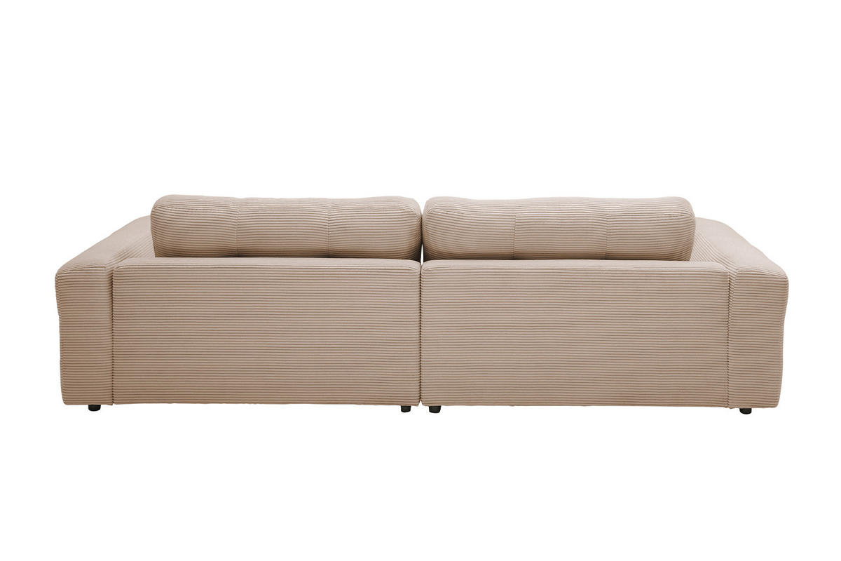 ECKSOFA MIKA Taupe Cord - Taupe/Schwarz, Kunststoff/Textil (276/167cm) - KAWOLA