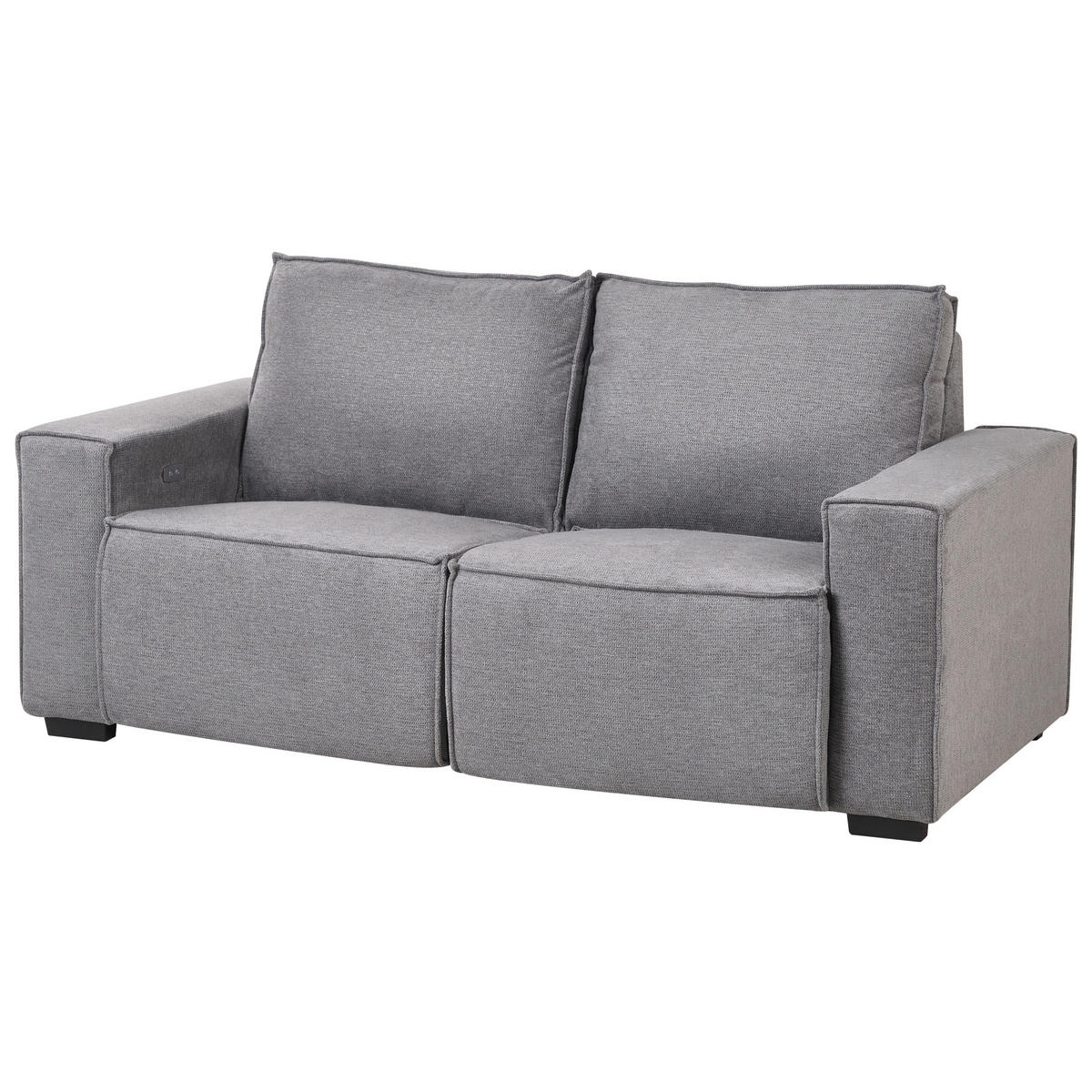 SOFA elektrisch verstellbar 2-Sitzer Stoff Grau Nukari - Dunkelgrau/Schwarz, Textil (190/93/92cm) - Beliani