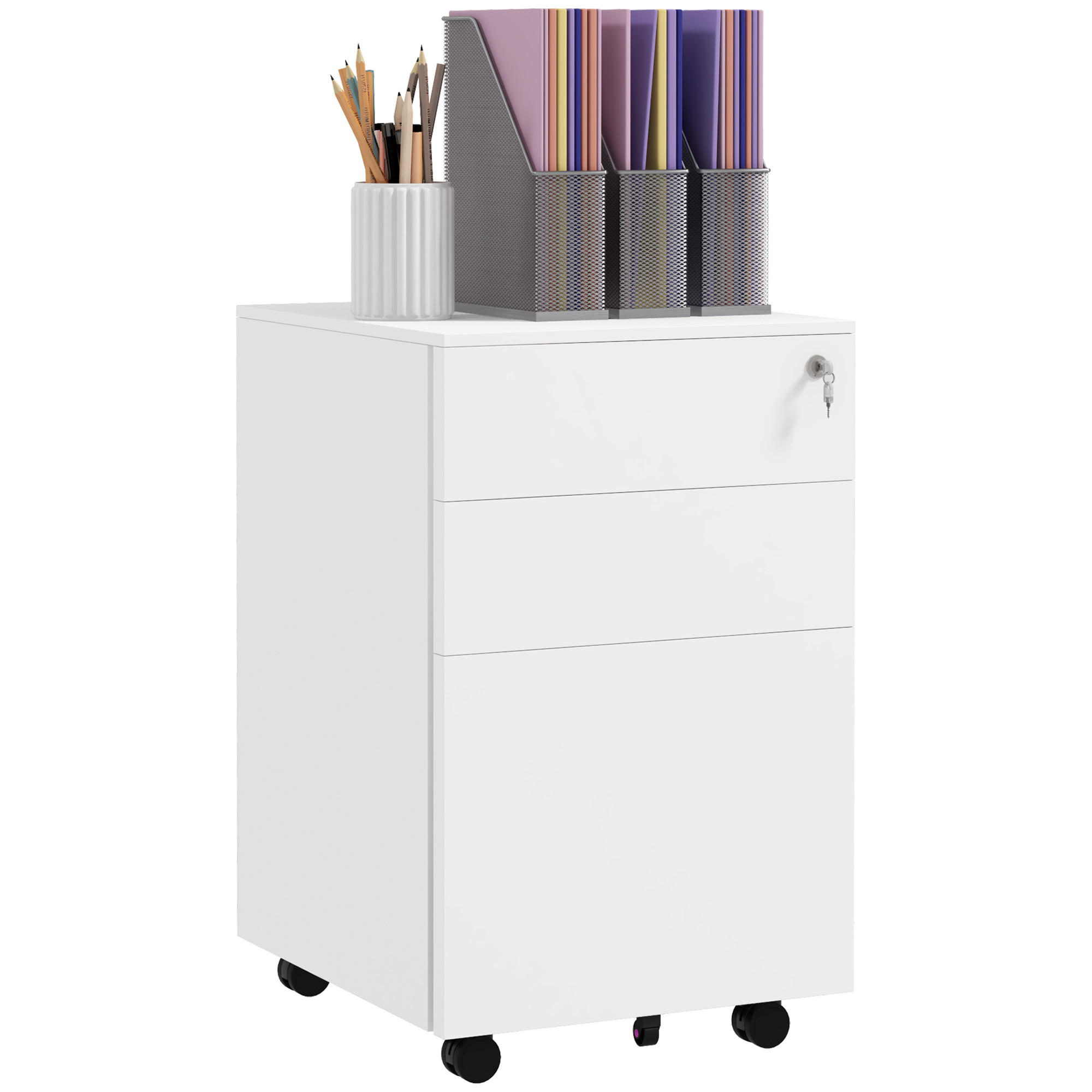 AKTENSCHRANK mit Schloss, für A5 Legal, Briefformat, Stahl - Weiß, Metall (43.5/60/37cm) - Vinsetto