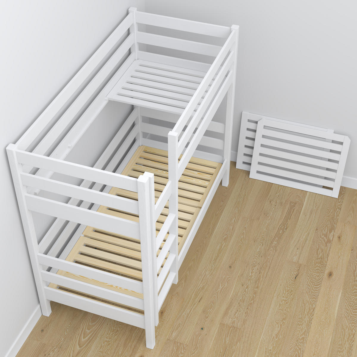 ETAGENBETT N01 Weiß 80/180 - Weiß, Naturmaterialien/Holz (80/180cm) - N-Wood