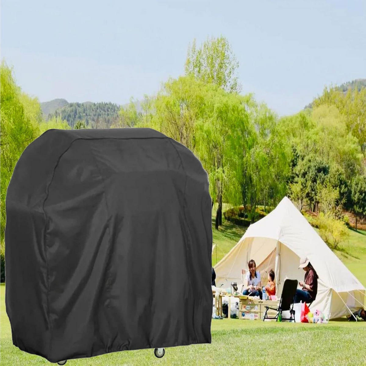 GRILL Abdeckhaube 117 x 66 x 117 cm 420D Oxford wetterfest - Schwarz, Textil (25.4/25.4/25.4cm)