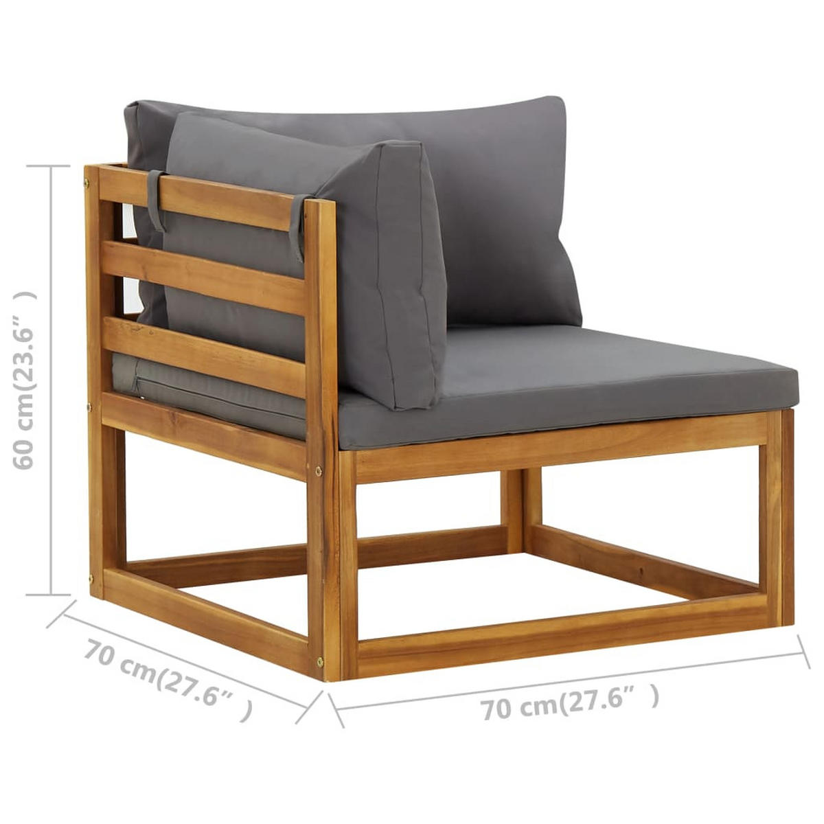 GARTENSOFA RYQV 70/60/70 cm （2er-set) - Grau, Holz (70/60/70cm) - ZMH