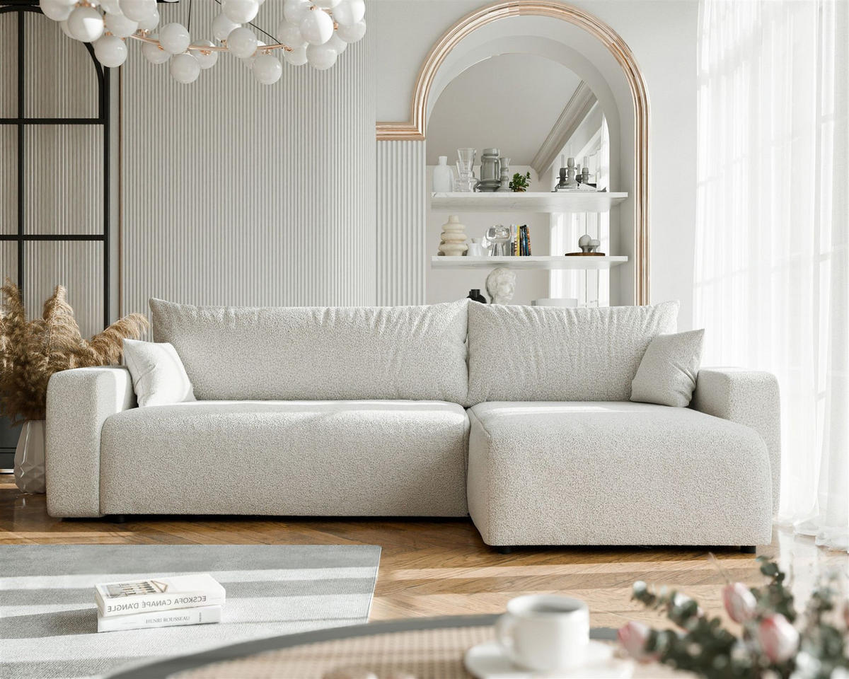 ECKSOFA Luna Max Mit Schlaffunktion - Beige, Holzwerkstoff/Textil (145/278cm) - Fun Möbel