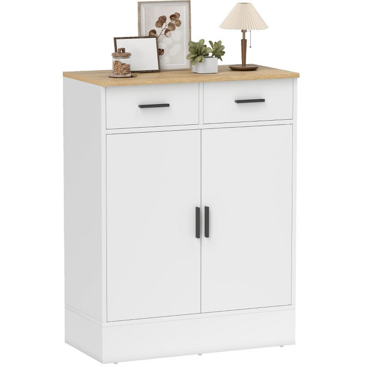 SIDEBOARD 68,6/35/90,3 cm aus Holzwerkstoff mit verstellbarem Einlegeboden Weiß/Natur - Weiß, Holz (68.6/90.3/35cm) - Modenvie