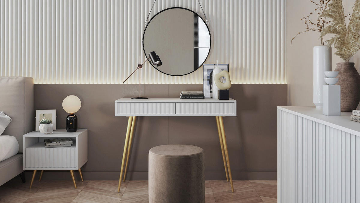 KONSOLENTISCH Bello Weiß mit goldenen Metallbeinen 104 cm - Goldfarben/Weiß, Holzwerkstoff/Metall (38/104/80cm) - Selsey