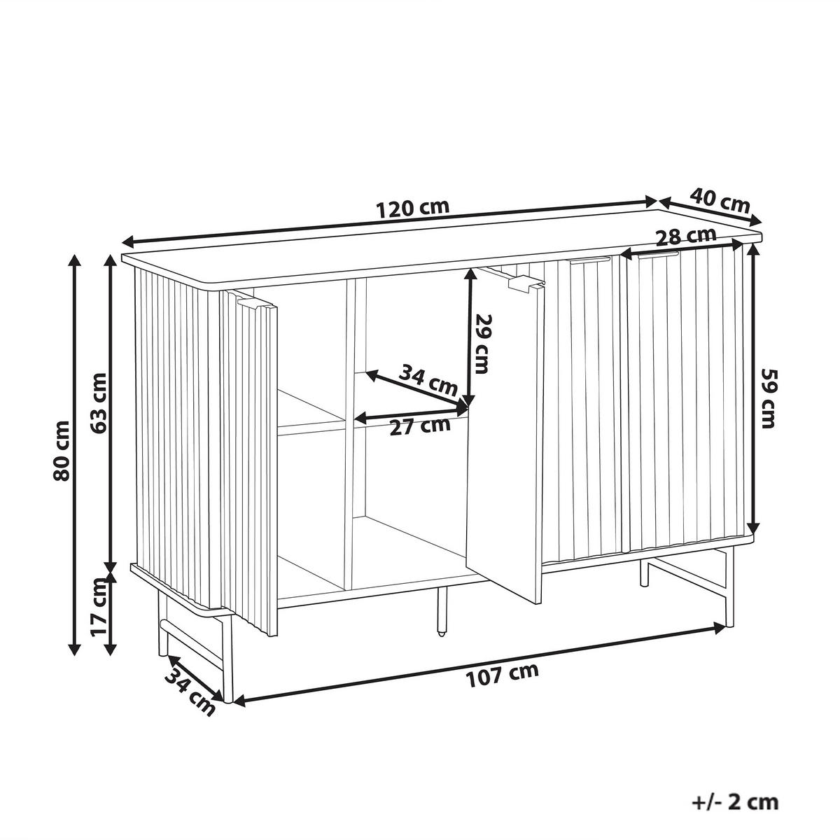 SCHRANK Schwarz Glastonbury - Schwarz, Holzwerkstoff/Metall (120/80/40cm) - Beliani