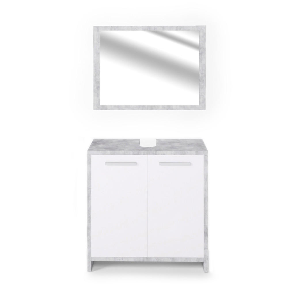BADMÖBEL-SET Kiko Beton 2 Teile - Schieferfarben/Weiß, Holzwerkstoff (58/60/33cm) - Vicco