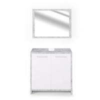BADMÖBEL-SET Kiko Beton 2 Teile - Schieferfarben/Weiß, Holzwerkstoff (58/60/33cm) - Vicco
