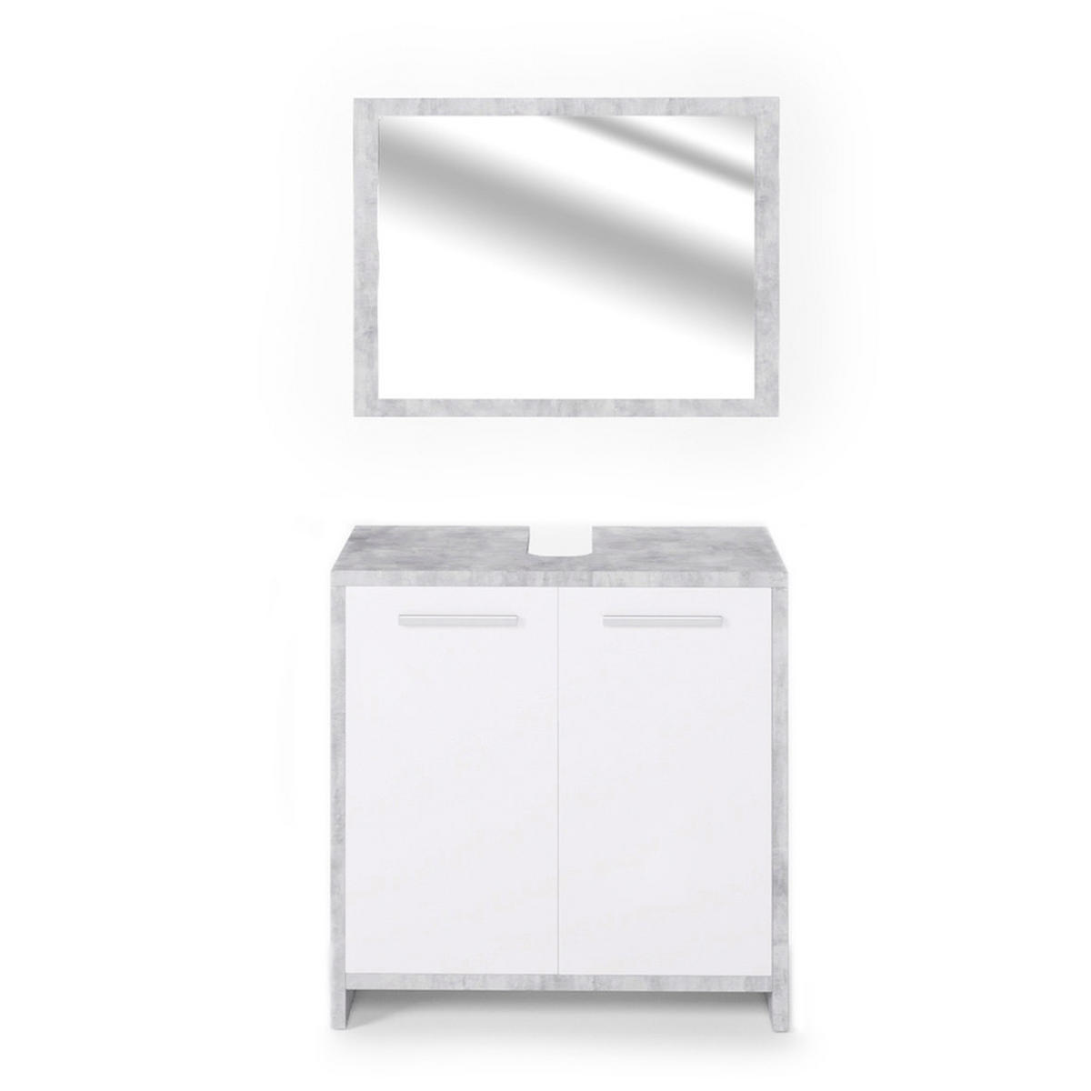 BADMÖBEL-SET Kiko Beton 2 Teile - Schieferfarben/Weiß, Holzwerkstoff (58/60/33cm) - Vicco