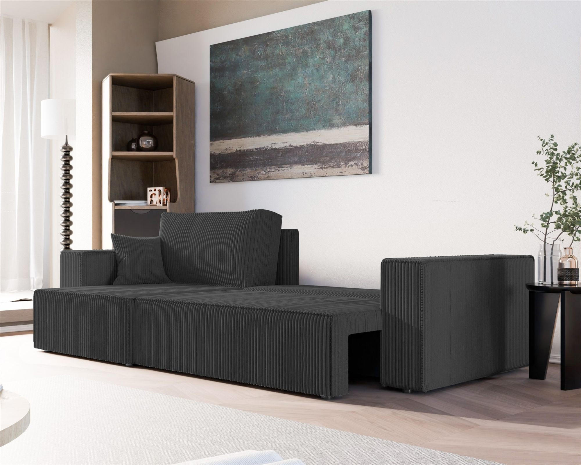 Fun Möbel Ecksofa Schwarz 276x145 cm
