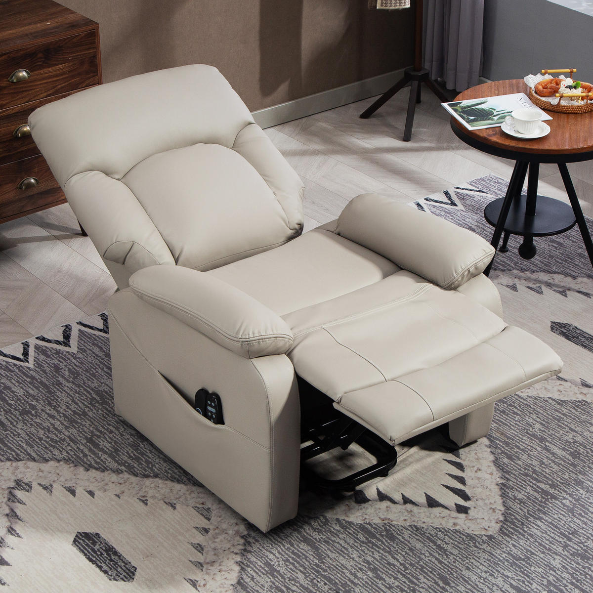 MASSAGESESSEL DE-15399 mit Massage und Heizung Grau - Hellgrau, Metall (89/103/94.5cm) - ComfortXL