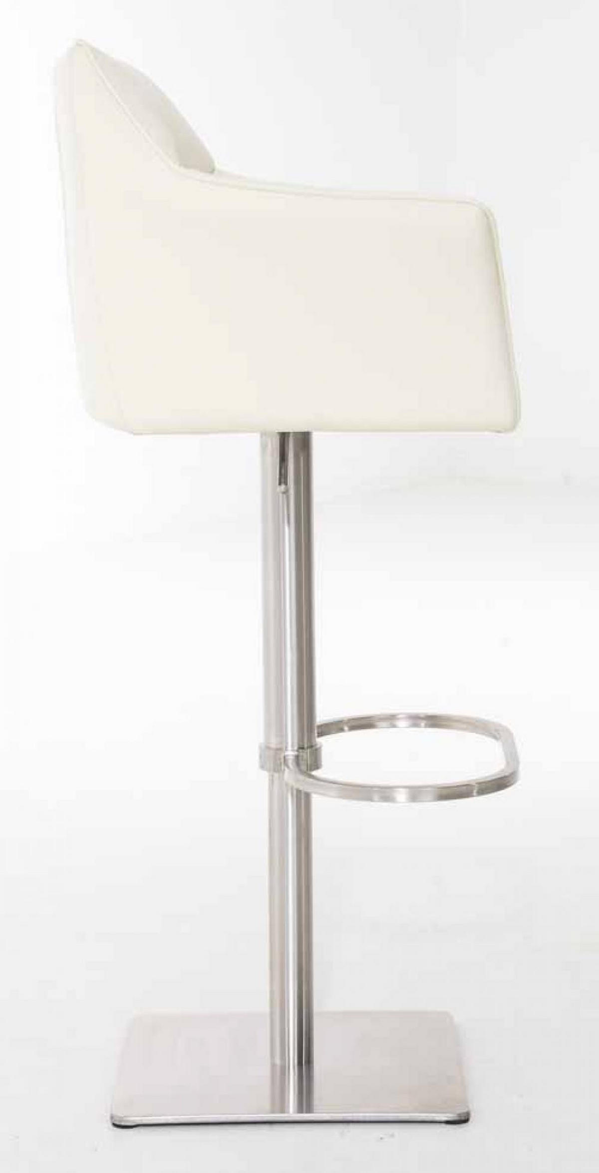 BARHOCKER 2er Set Lederlook Creme - Edelstahlfarben/Creme, Textil/Metall (64/88/45cm) - CLP